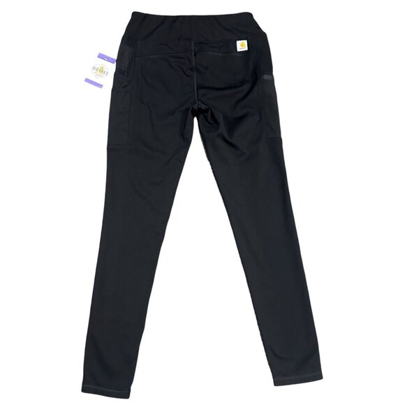 Carhartt Womens XS 0-2 Black Fitted Utility Leggings Stretch Zip Pockets Logo - Picture 2 of 13